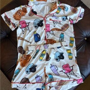 Sheshow White Sports Women's Pajama Set Medium